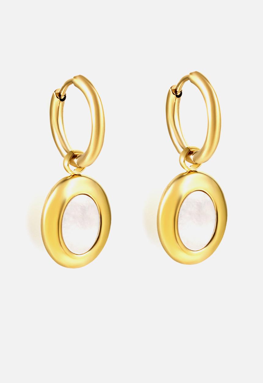 Zoe on Trend - Styled oval drop and hoop earring - gold