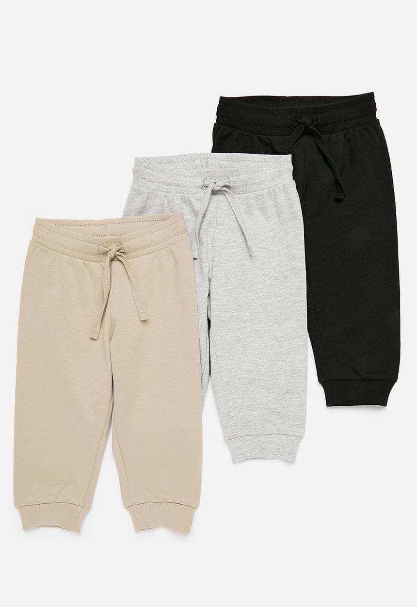 H&M - 3-Pack cotton joggers - light grey marl/dark grey