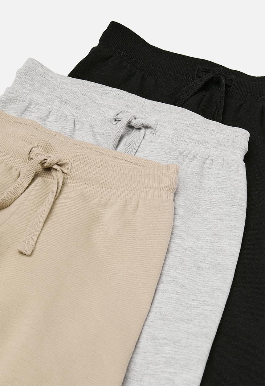 H&M - 3-Pack cotton joggers - light grey marl/dark grey