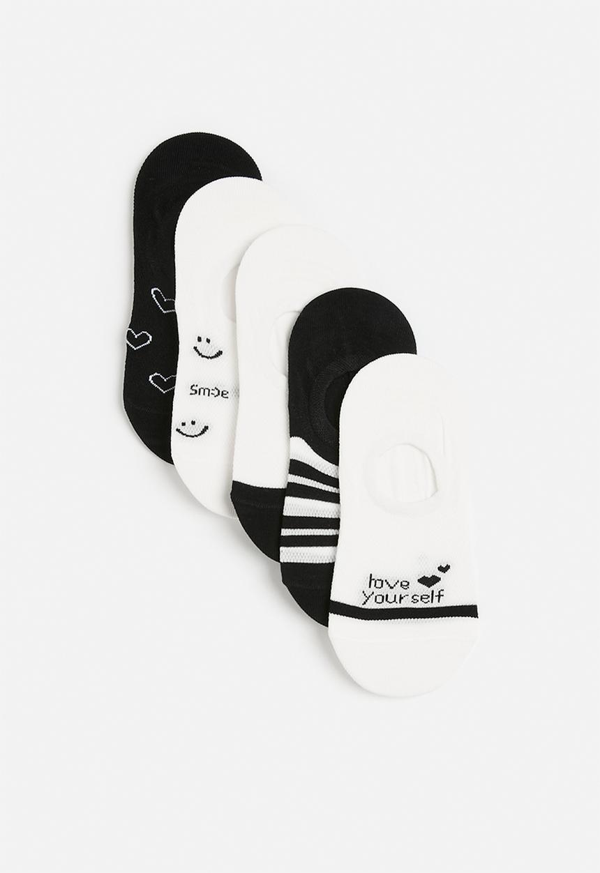 Pop Candy - 5 Pack ankle socks - black & white