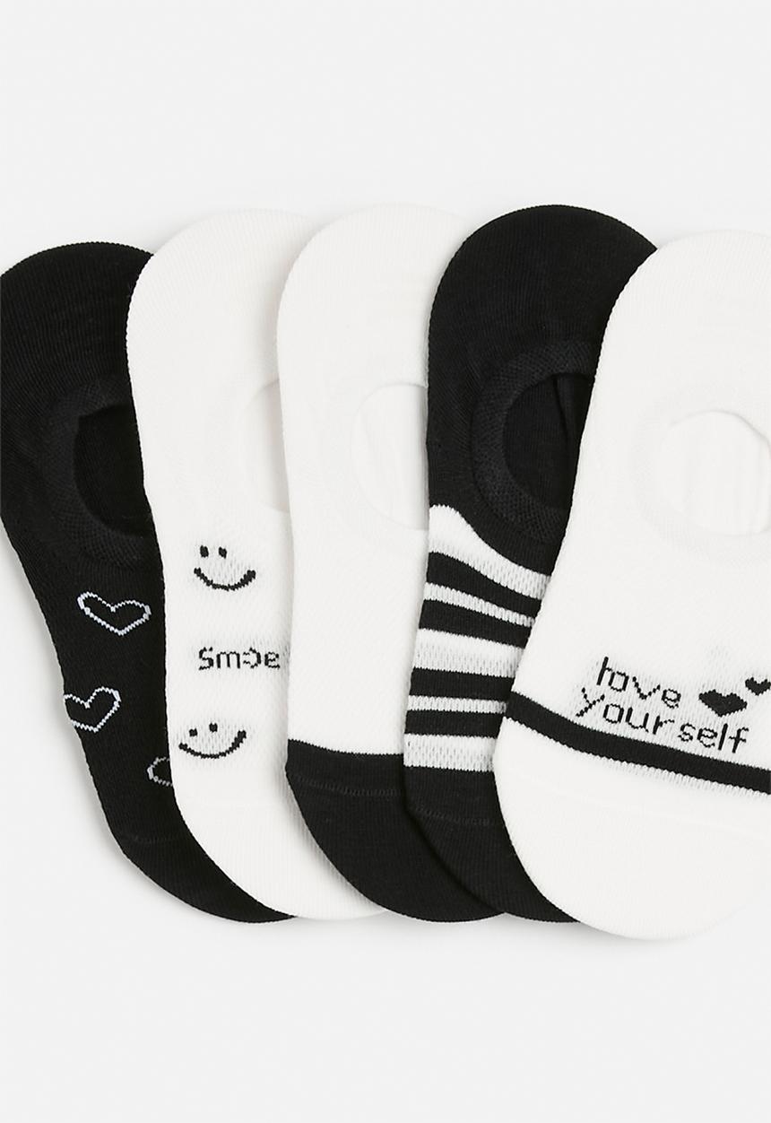 Pop Candy - 5 Pack ankle socks - black & white