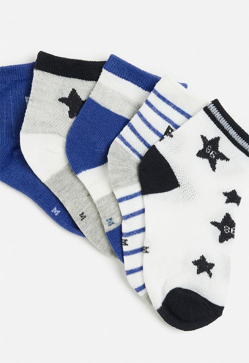 Pop Candy - 5 Pack striped sock set-black & white
