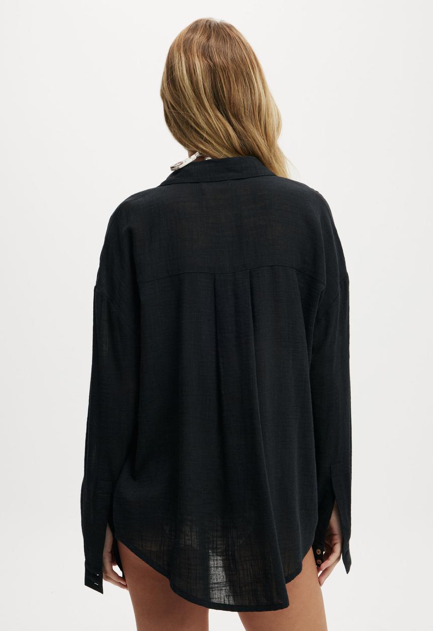 Cotton On - The Essential Beach Shirt - Asia Fit-Black