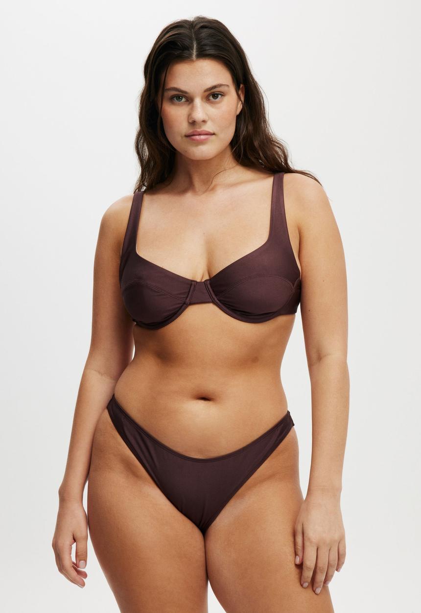 Cotton On - Underwire Balconette Bikini Top-Willow Brown Shimmer