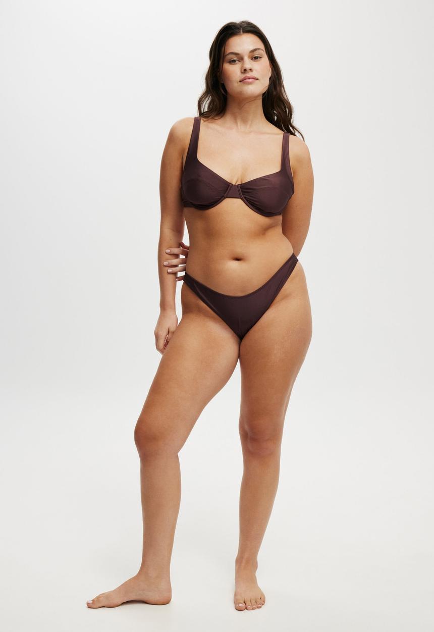 Cotton On - Underwire Balconette Bikini Top-Willow Brown Shimmer
