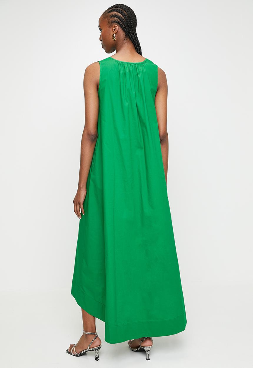 edit - V-Neck Maxi Trapeze Dress - Green