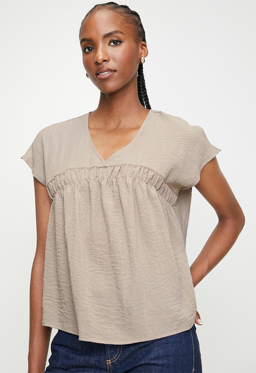 edit - Co-ord shirred detail shell - neutral