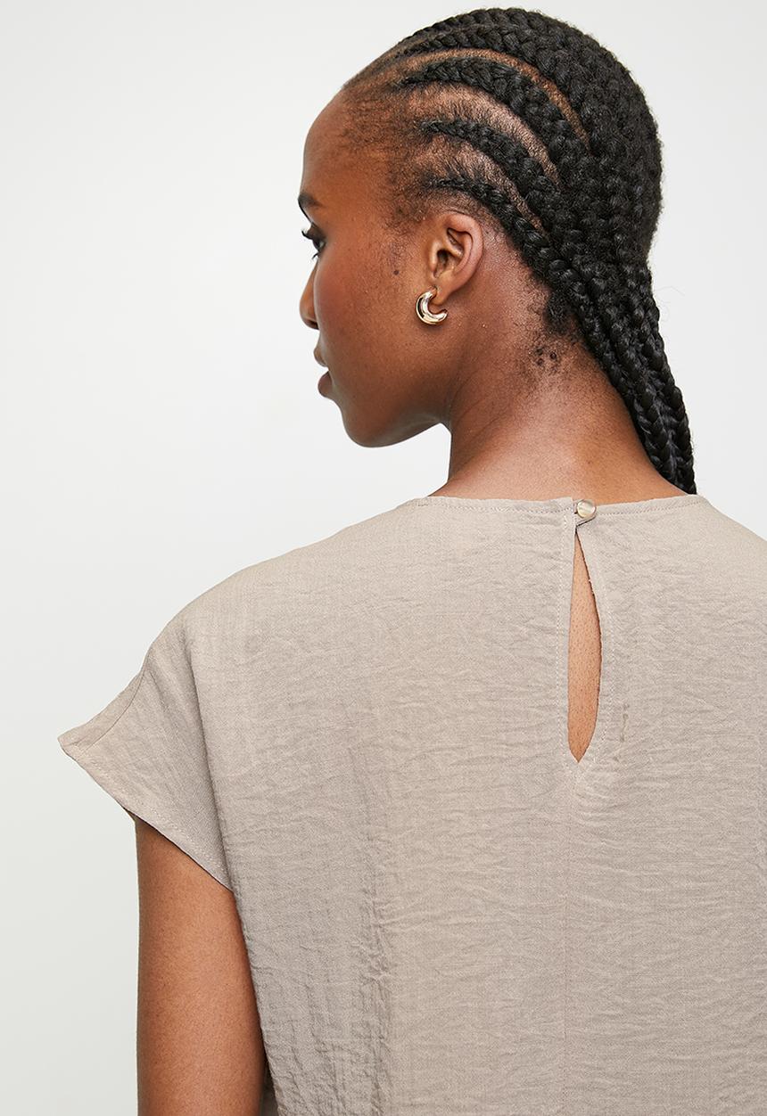 edit - Co-ord shirred detail shell - neutral