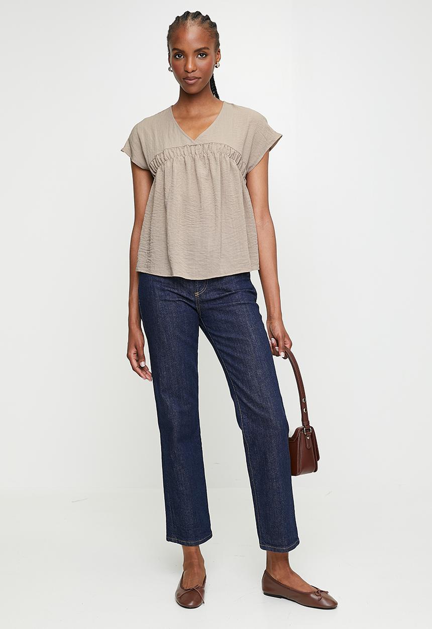 edit - Co-ord shirred detail shell - neutral