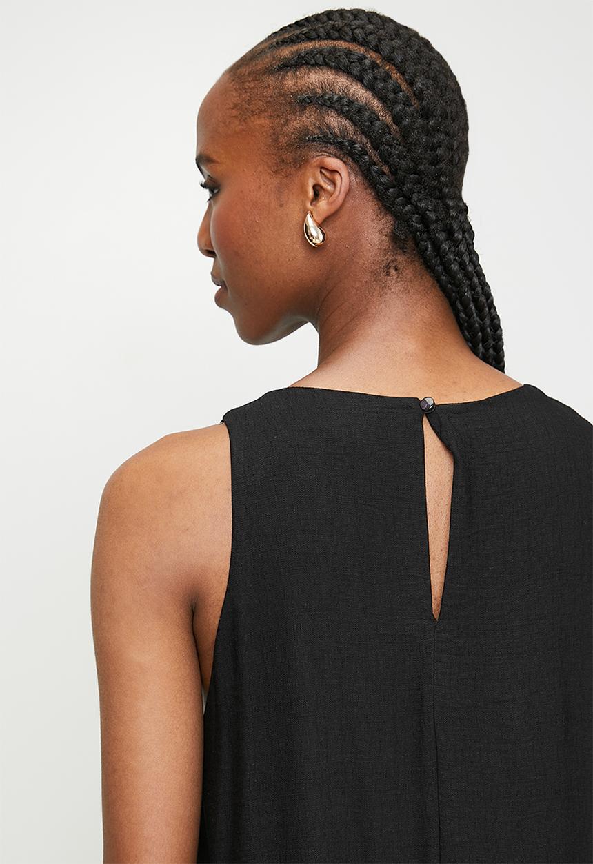 edit - Halter Trapeze Maxi Dress with Pocket-Black