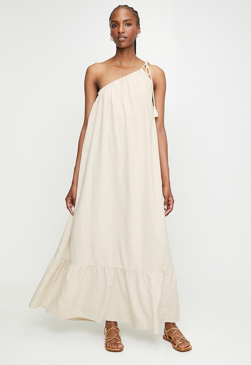edit - Asym maxi trapeze with tie detail - neutral
