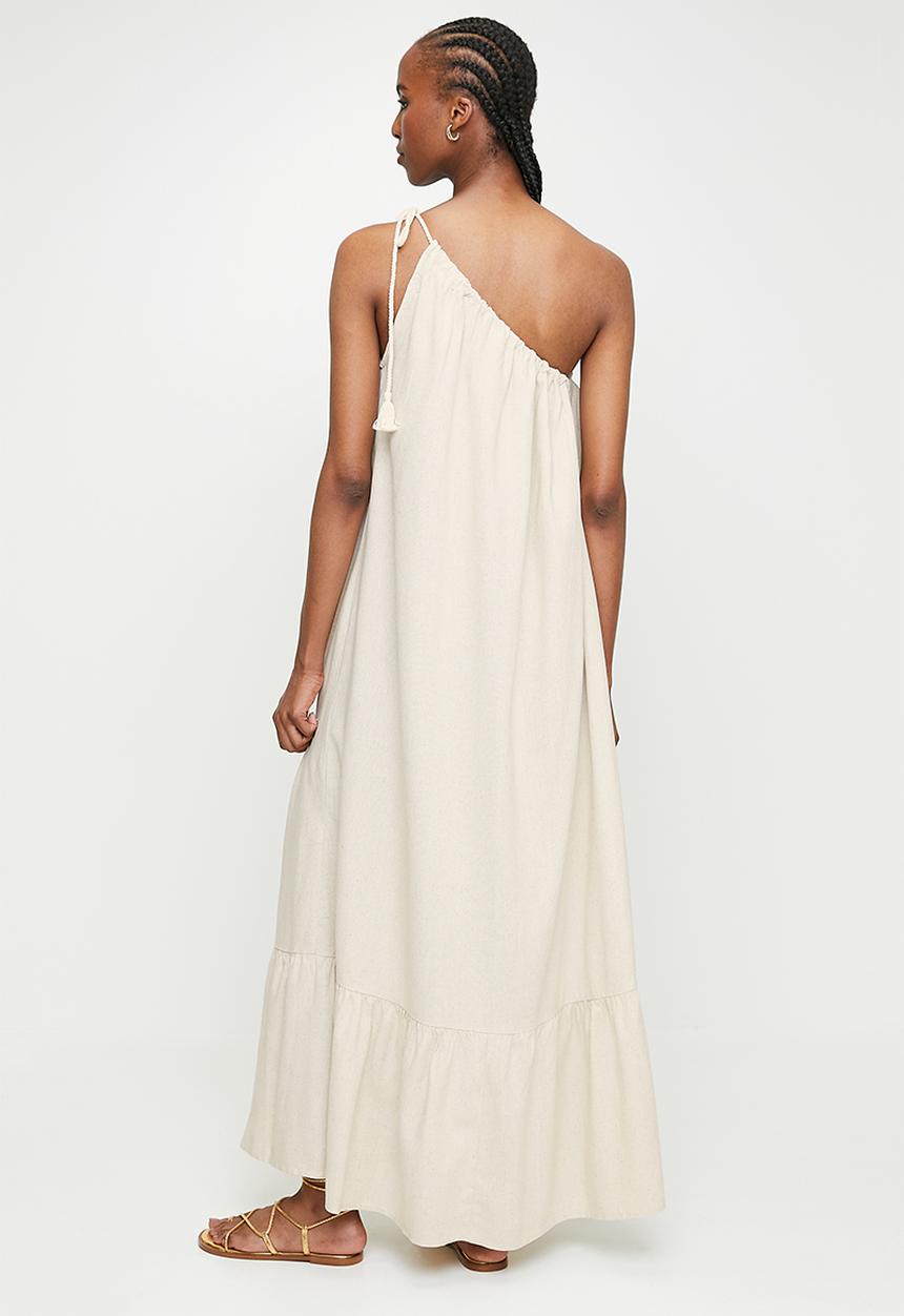 edit - Asym maxi trapeze with tie detail - neutral