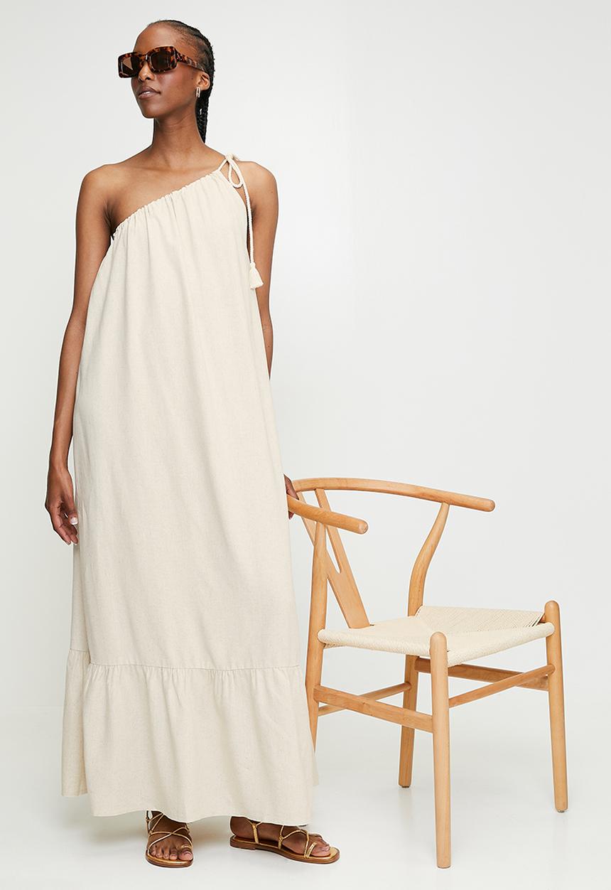 edit - Asym maxi trapeze with tie detail - neutral