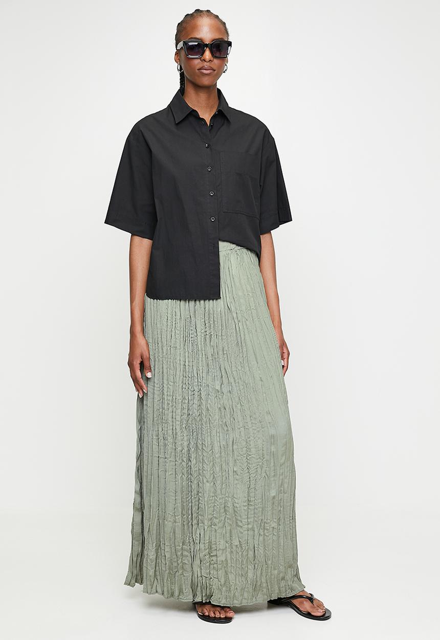 edit - Textured a-line skirt - green