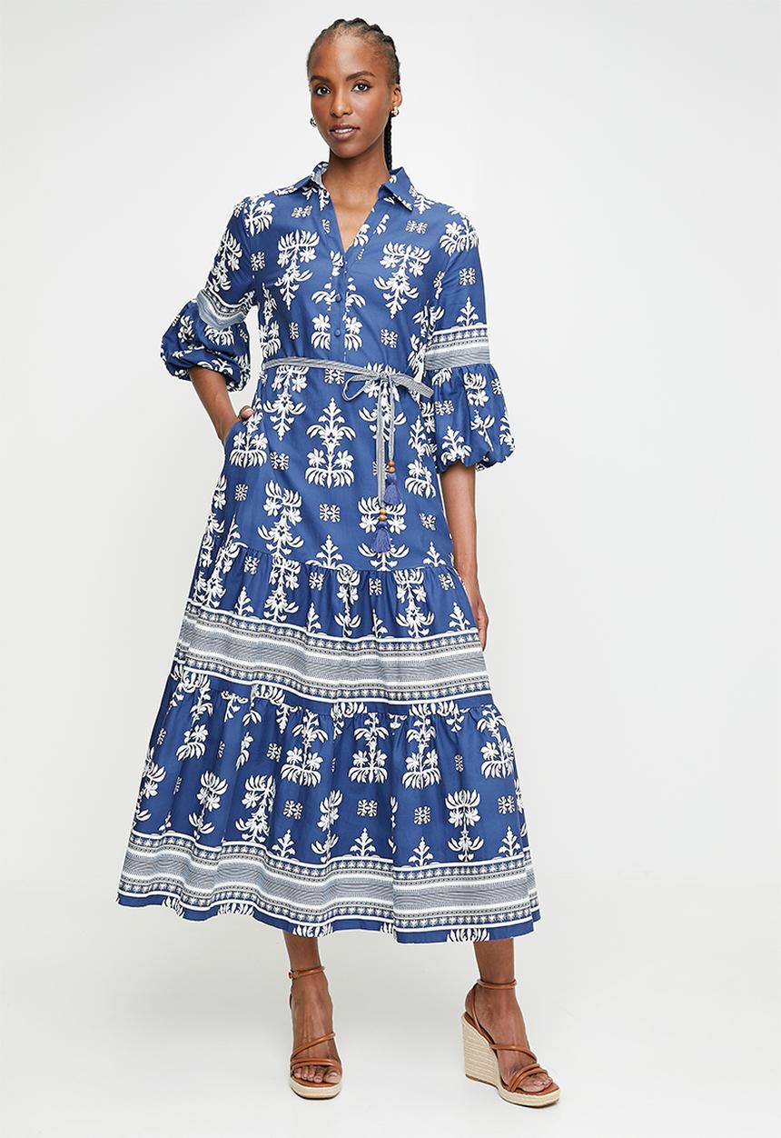 Pringle of Scotland - Pringle mya maxi tiered dress - blue
