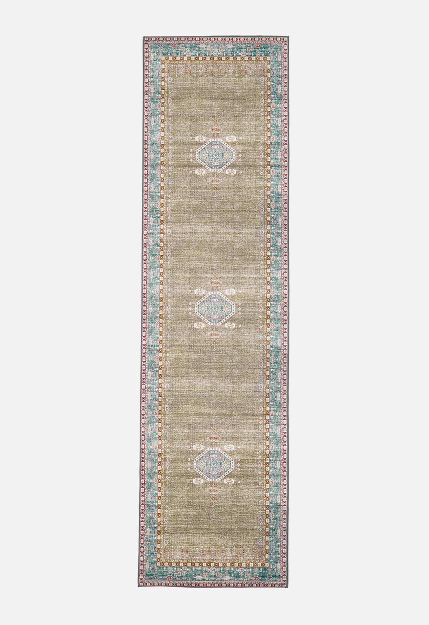 Sixth Floor - Ezra printed runner - Antique  Chartreuse