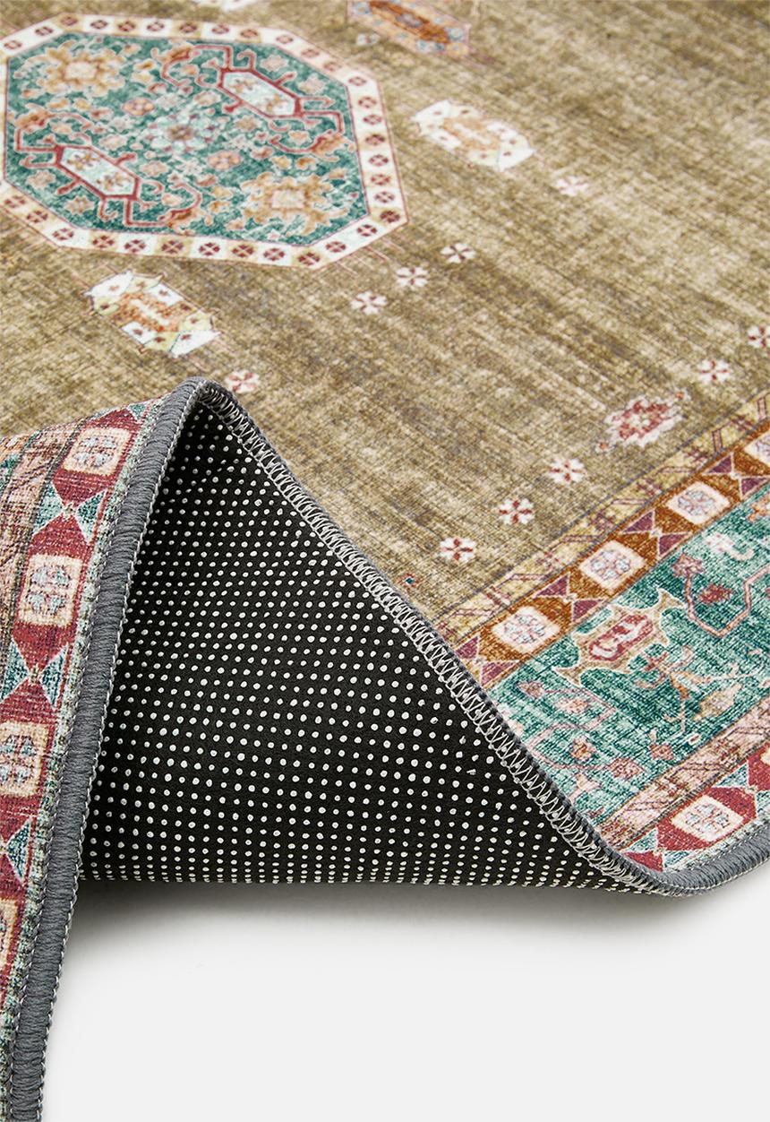 Sixth Floor - Ezra printed runner - Antique  Chartreuse