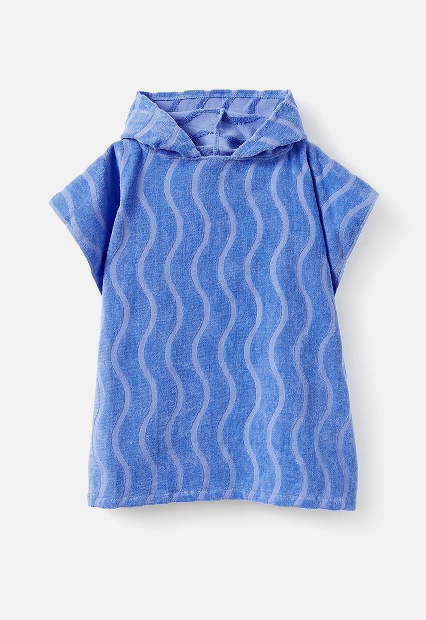 Cotton On - Kids hooded towel - dusk blue/wavy shark