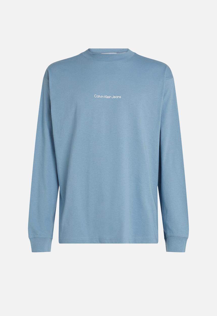 Calvin Klein - Grid Monogram Long Sleeve Tee - Faded Denim