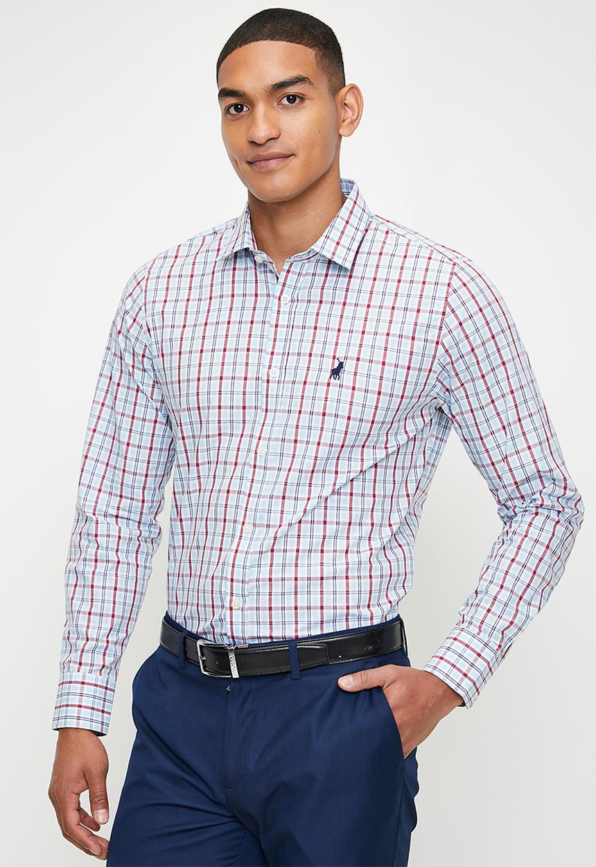 POLO - Jace Long Sleeve Small Check Shirt - Blue