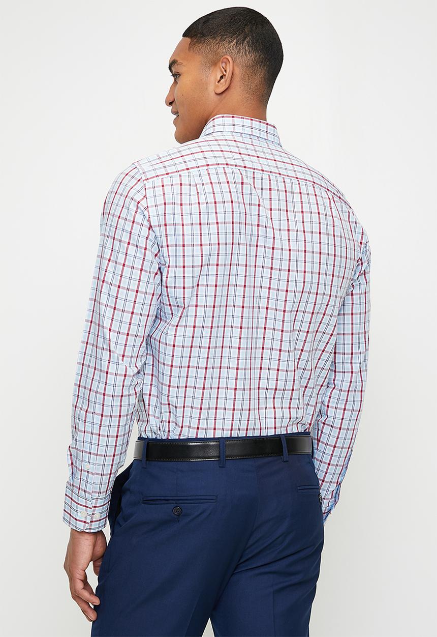 POLO - Jace Long Sleeve Small Check Shirt - Blue