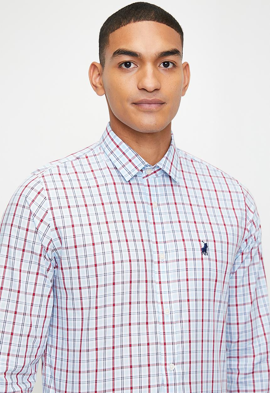 POLO - Jace Long Sleeve Small Check Shirt - Blue