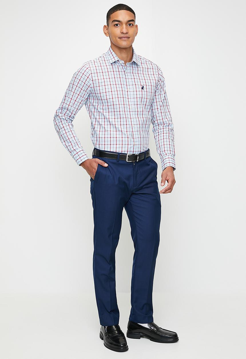 POLO - Jace Long Sleeve Small Check Shirt - Blue