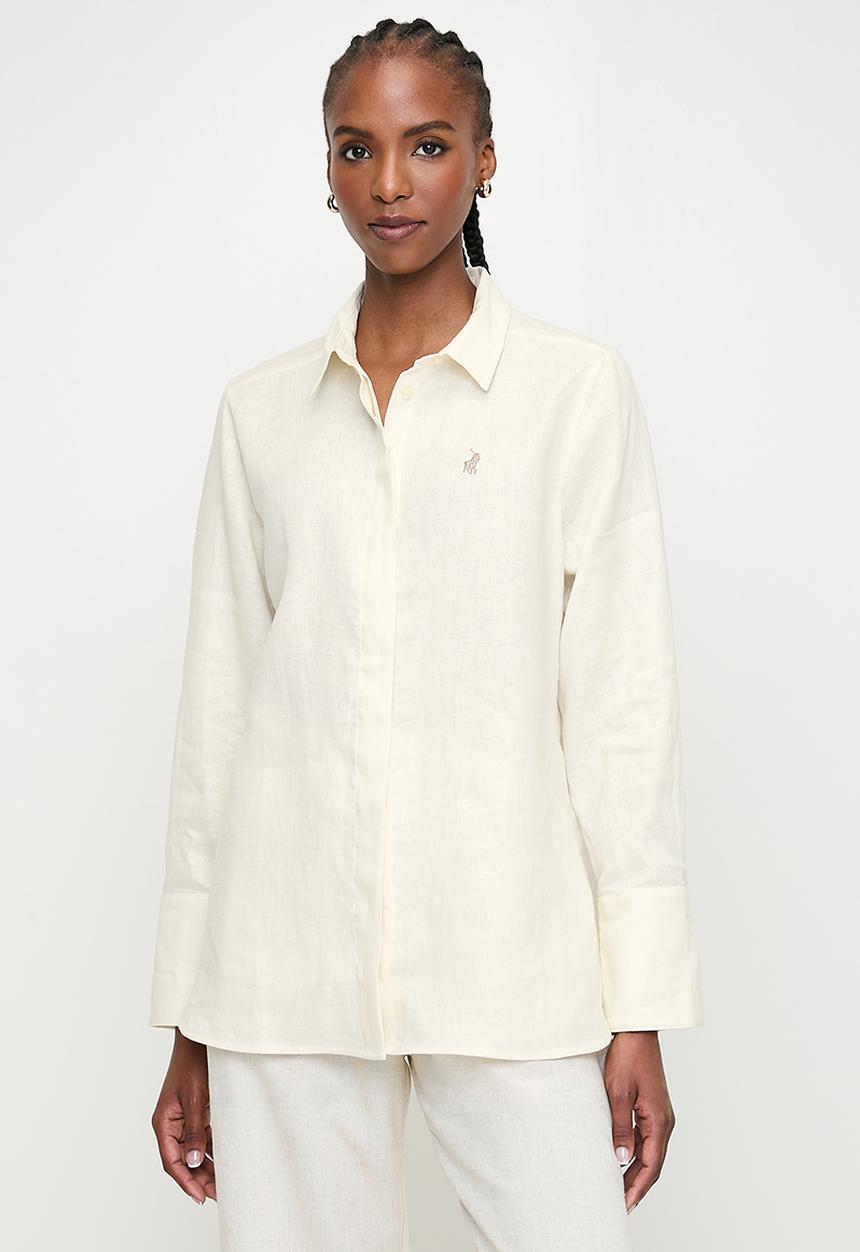 POLO - Wmn Lilian Ls Linen Shirt - Off White