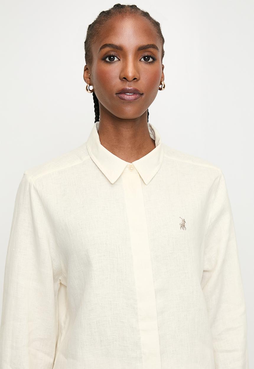 POLO - Wmn Lilian Ls Linen Shirt - Off White