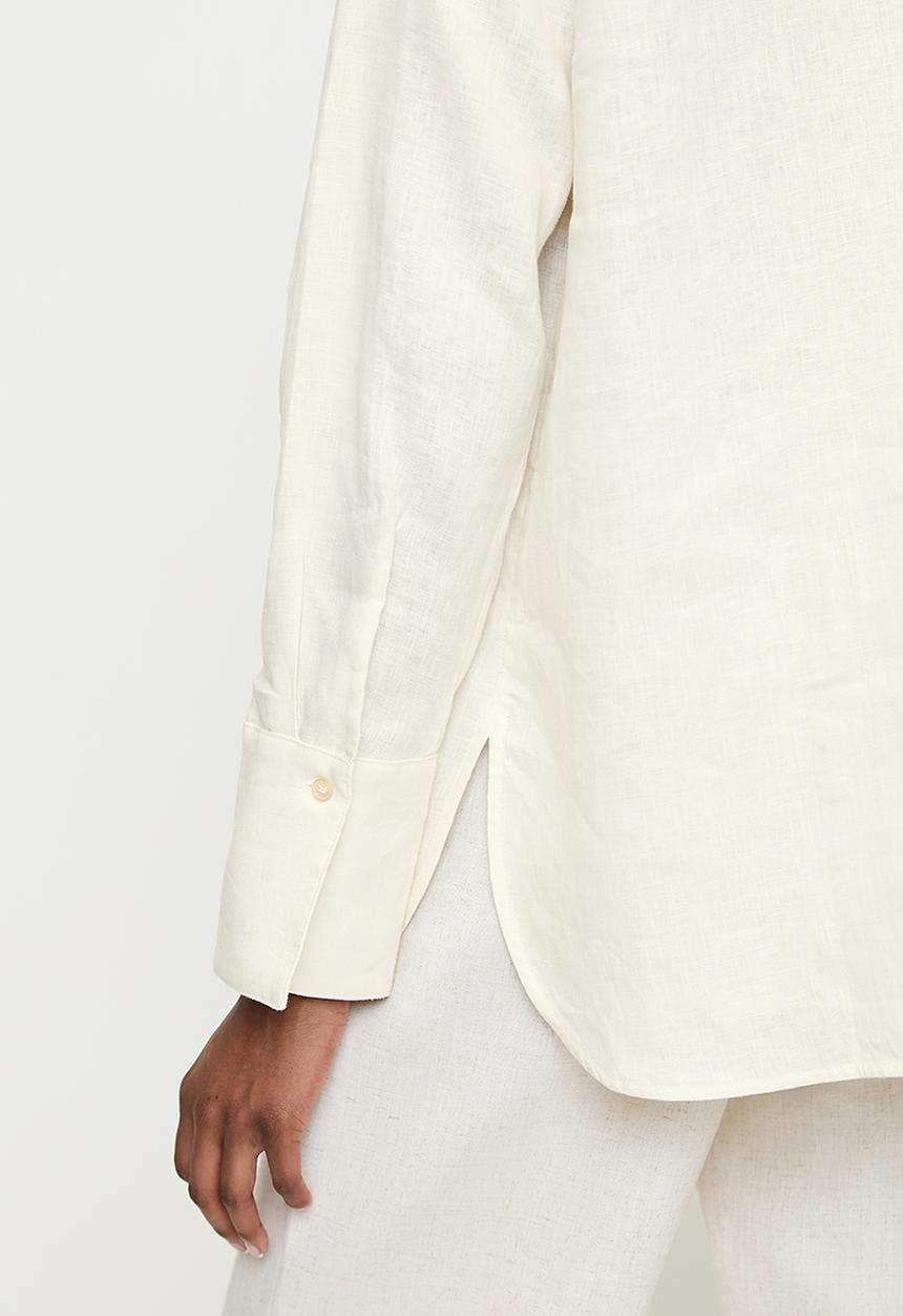 POLO - Wmn Lilian Ls Linen Shirt - Off White