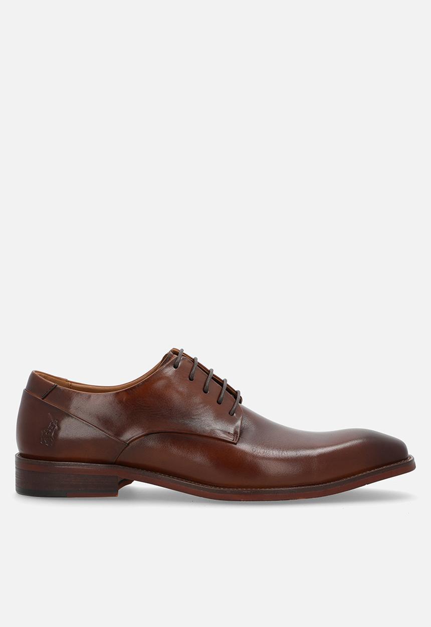 POLO - Panelled gibson lace up-tan leather