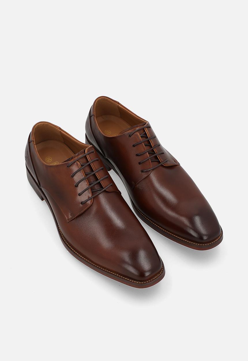 POLO - Panelled gibson lace up-tan leather
