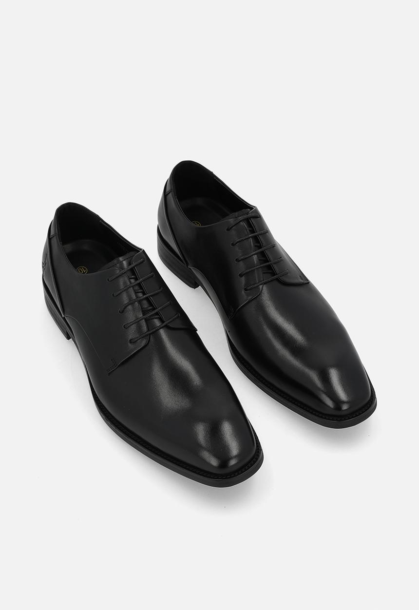 POLO - Panelled gibson lace up - black leather