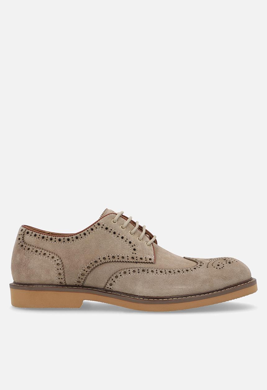 POLO - Contrast brogue wing cap lace up-taupe