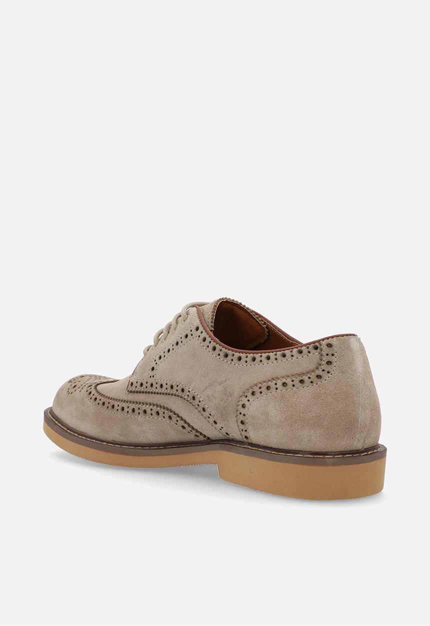 POLO - Contrast brogue wing cap lace up-taupe