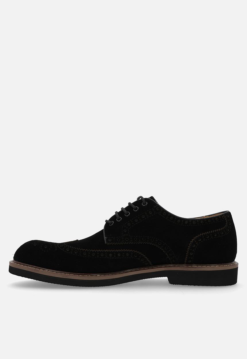POLO - Contrast brogue wing cap lace up - black