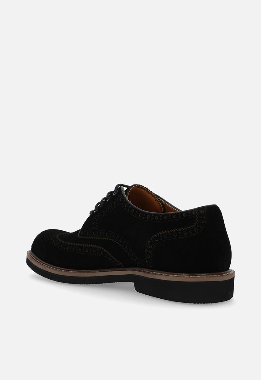 POLO - Contrast brogue wing cap lace up - black