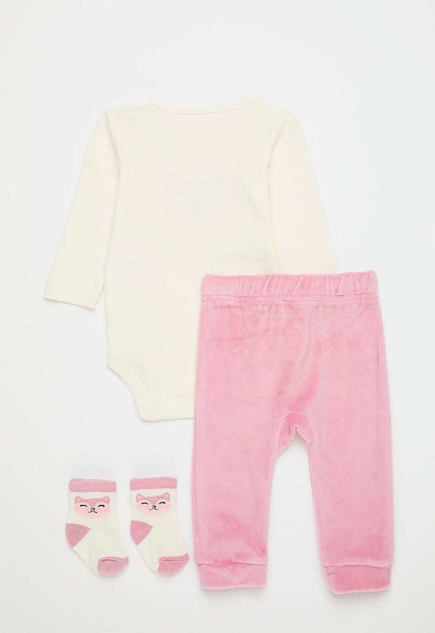 Pop Candy - Grown on legging sock-ecru & pink