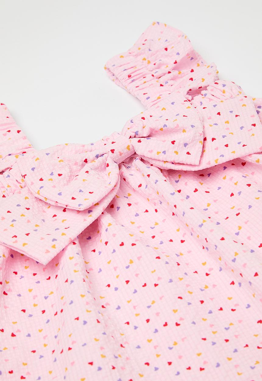 Pop Candy - Bow décor  top and short set-pink