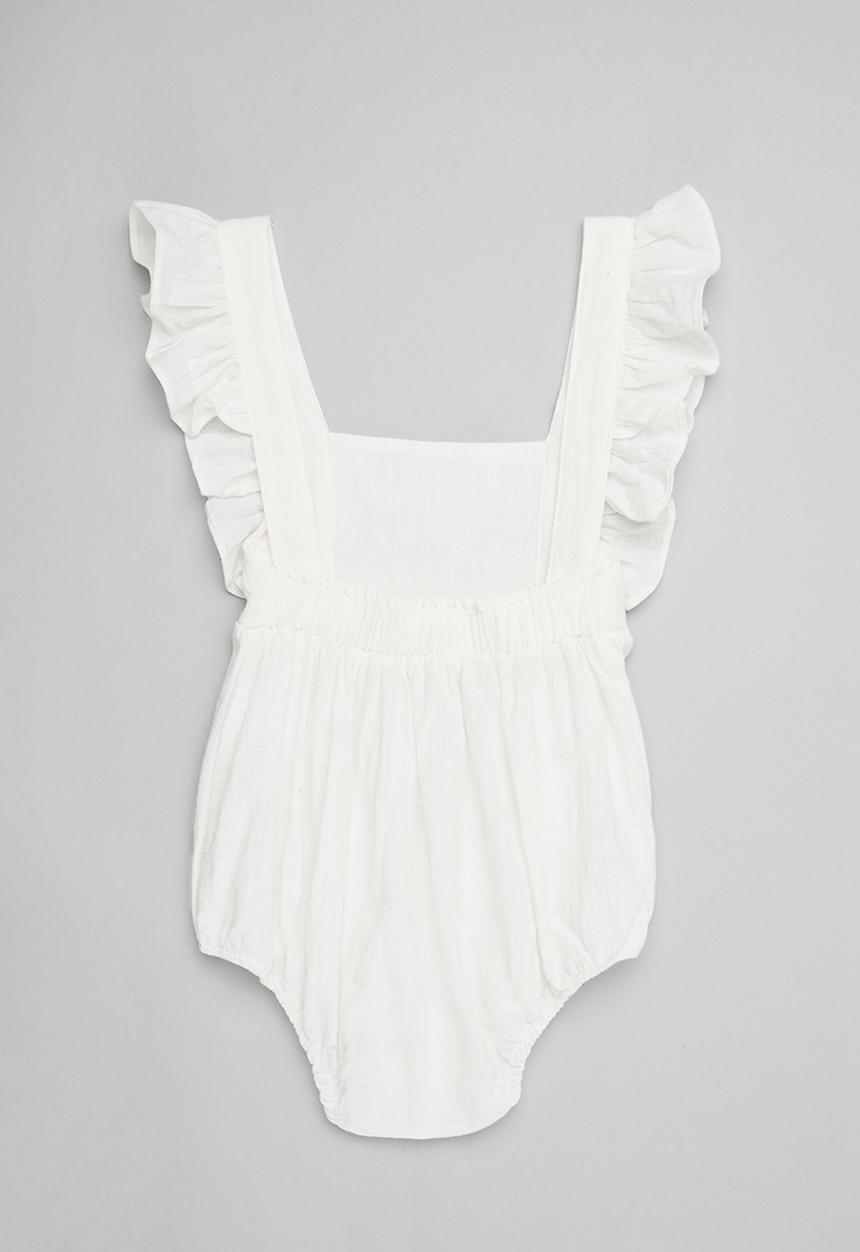 Pop Candy - Frilled romper - white