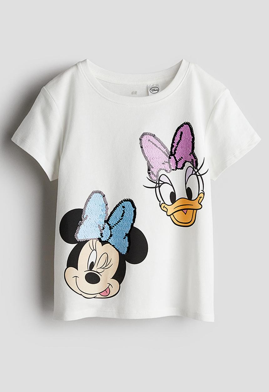 H&M - Reversible sequin t-shirt - white minnie mouse
