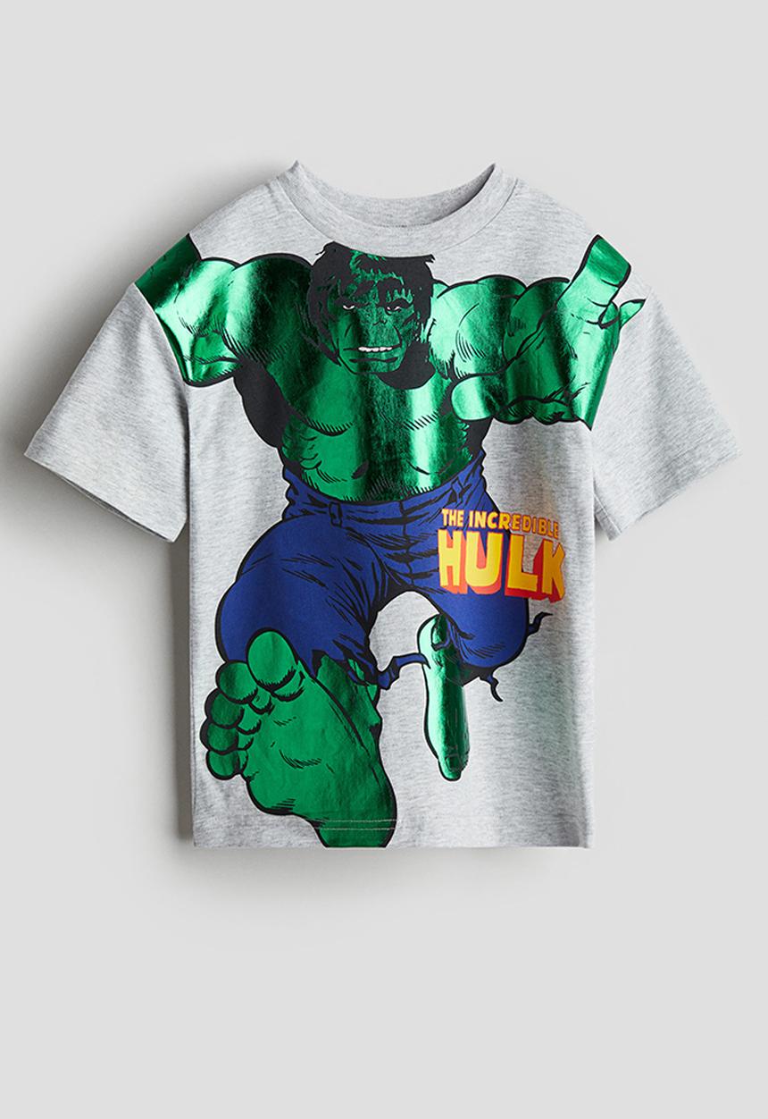 H&M - Printed T-shirt - light grey marl the hulk 