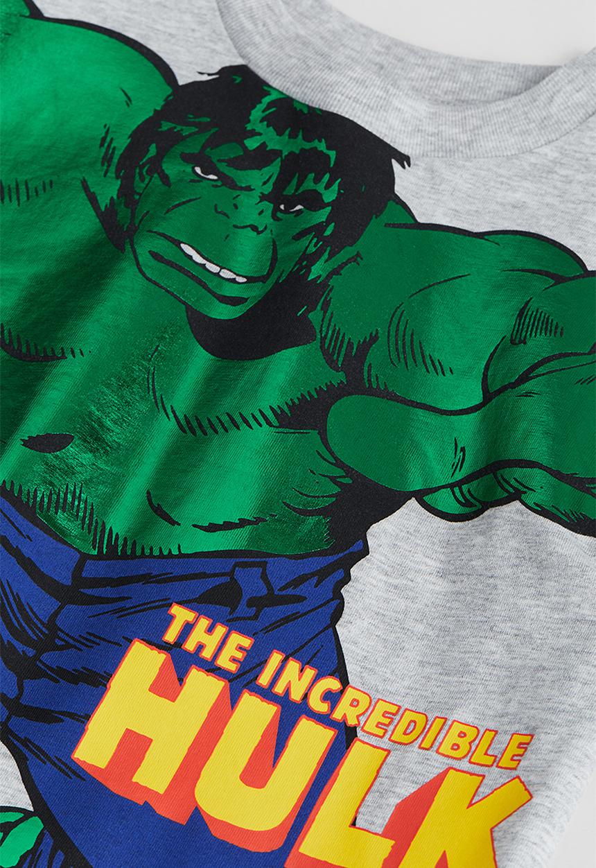 H&M - Printed T-shirt - light grey marl the hulk 