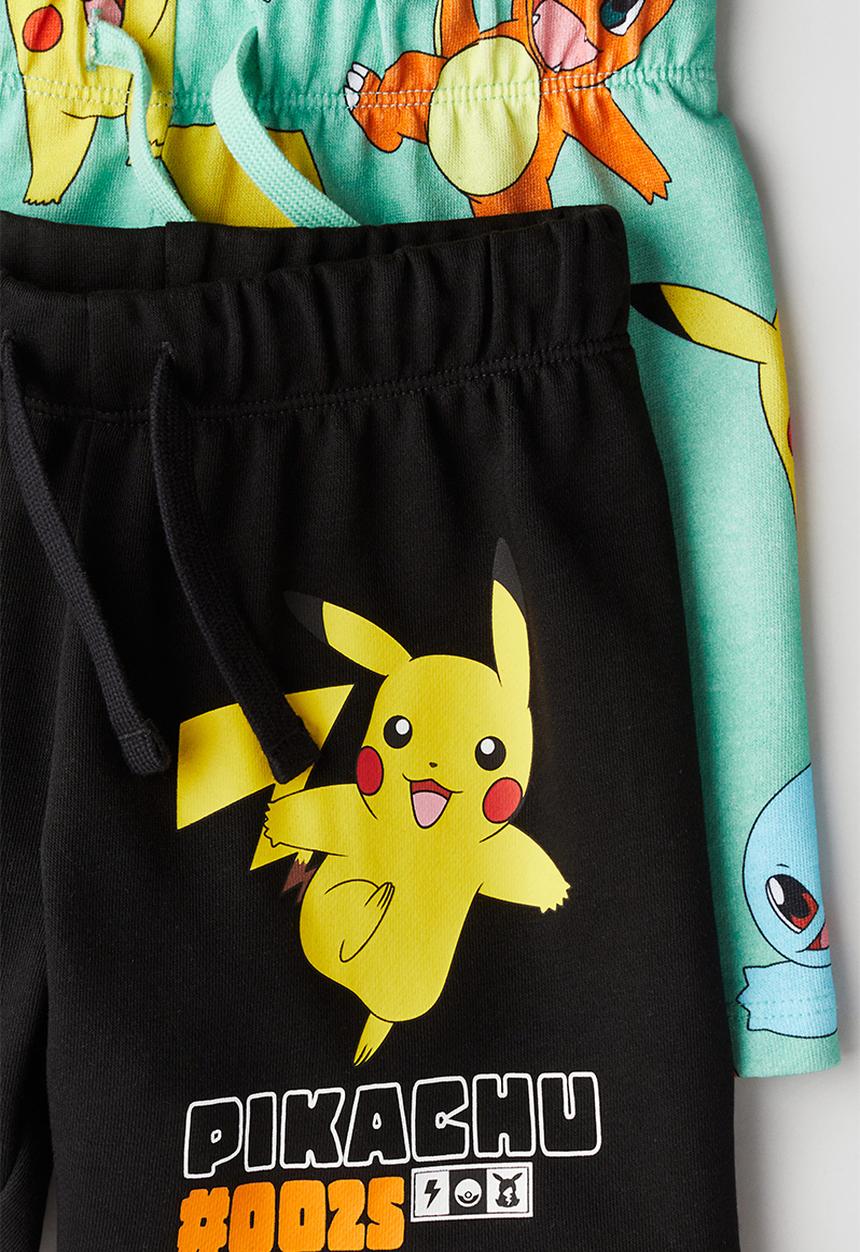 H&M - 2-Pack printed sweatshorts - mint green pokémon 