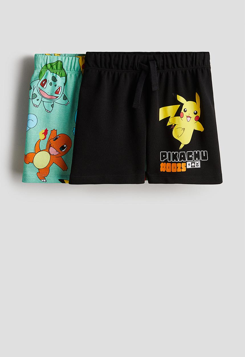 H&M - 2-Pack printed sweatshorts - mint green pokémon 