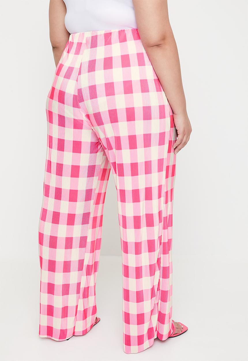 Me&B - Plus plisse pants - pinkgingham