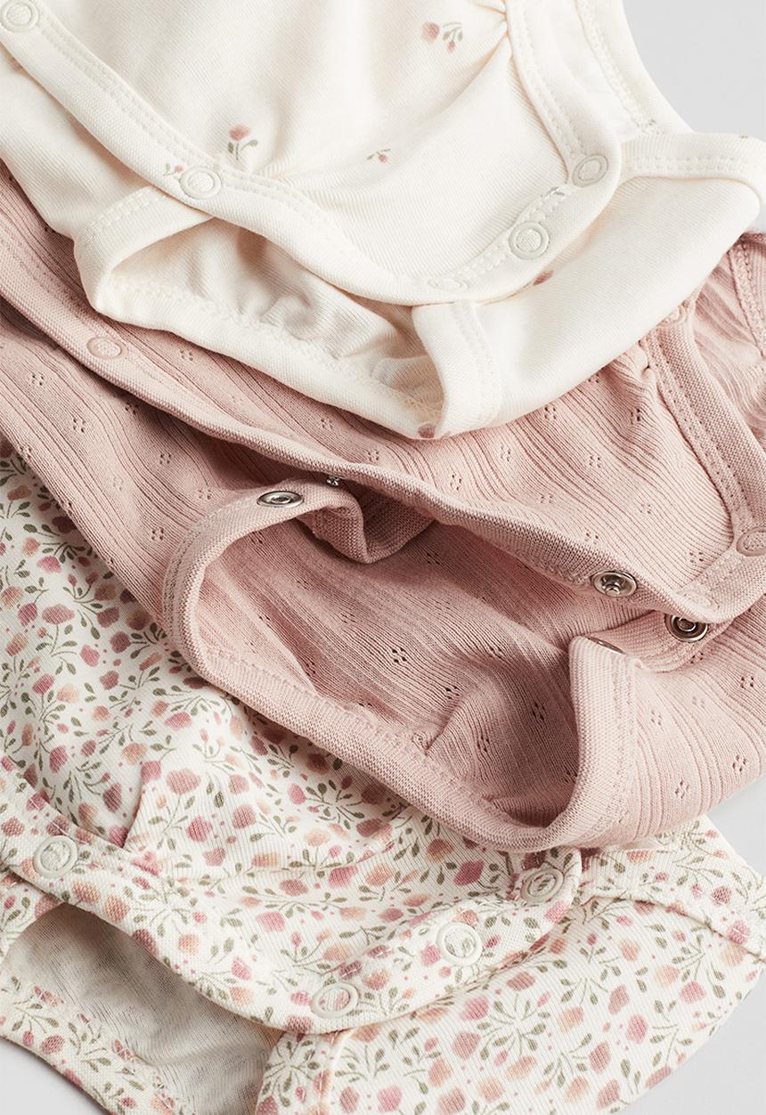 H&M - 3-Pack wrapover bodysuits - pink & white