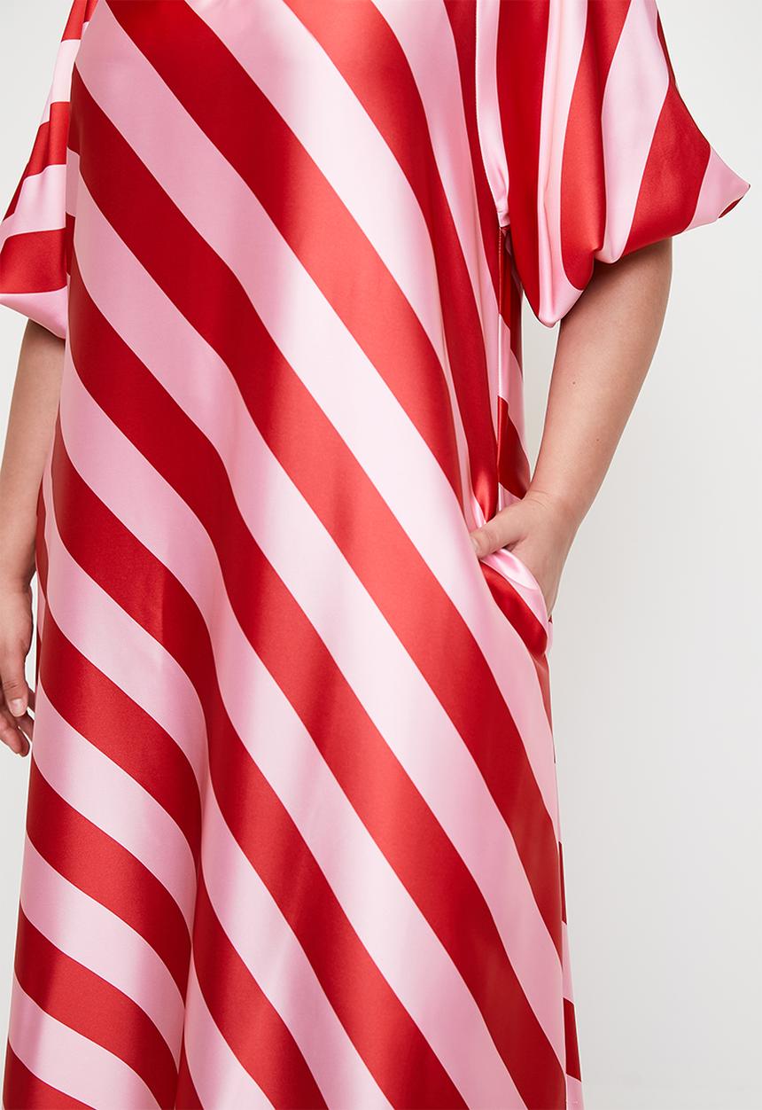 Me&B - Plus bernadette stripe dress - red/pink