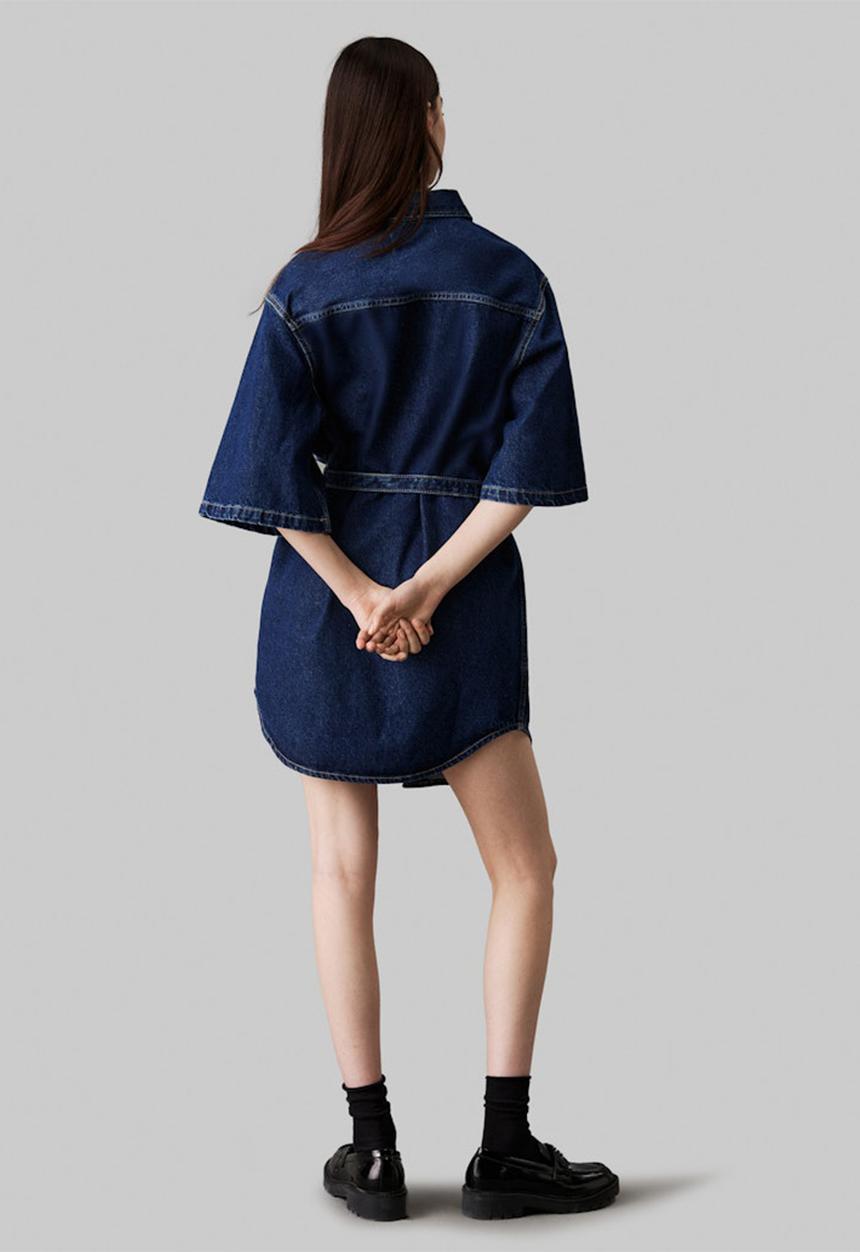 Calvin Klein - Utility belted shirt dress - denim dark