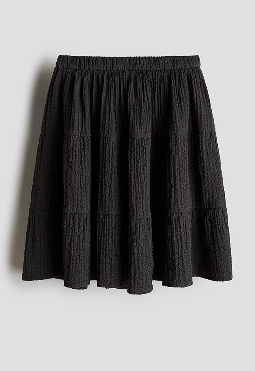 H&M - Tiered seersucker skirt - dark grey